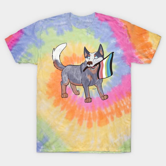 Pride Doggos: Queer Queensland Heeler T-Shirt by tygerwolfe